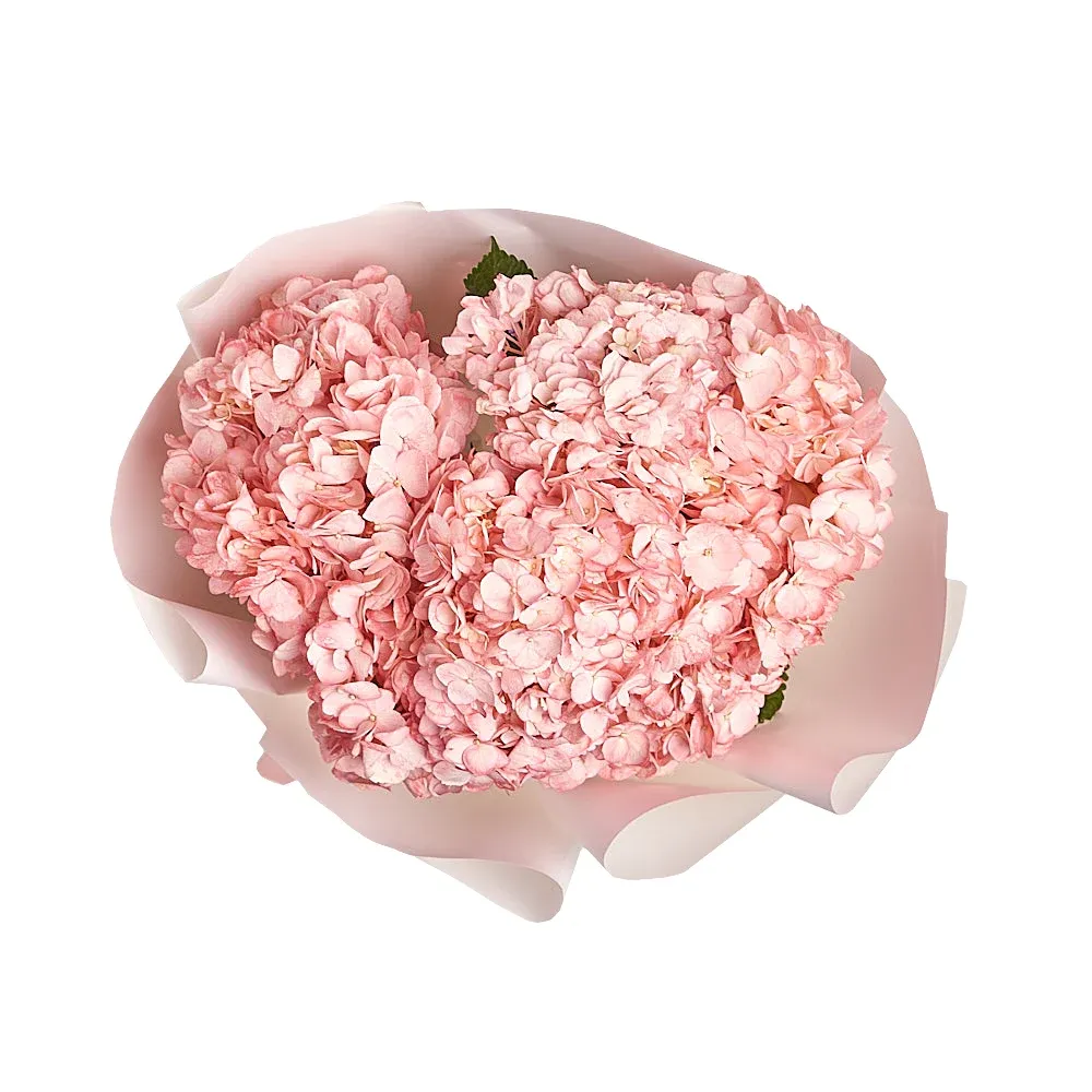 Букет из 7 розовых гортензий